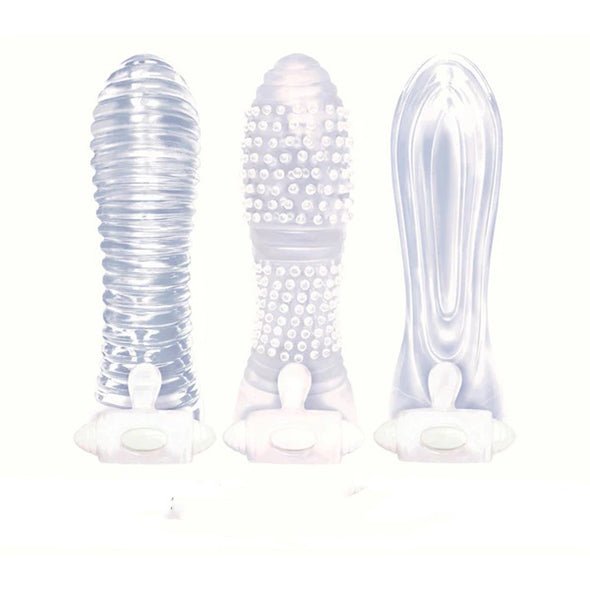 Icon Brands - Vibrating Sextenders 3-Pack - Clear-Penis Extension & Sleeves-Icon Brands-Andy's Adult World