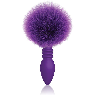 The 9's Cottontails Silicone Bunny Tail Butt Plug - Ribbed Purple-Anal Toys & Stimulators-Icon Brands-Andy's Adult World