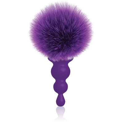 The 9's Cottontails Silicone Bunny Tail Butt Plug - Beaded Purple-Anal Toys & Stimulators-Icon Brands-Andy's Adult World