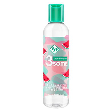 3some 3-in-1 Lubricant - Watermelon - 4 Fl. Oz.-Lubricants Creams & Glides-I.D. Lubricants-Andy's Adult World