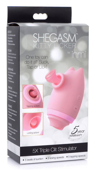 Shegasm Kitty Licker 5x Triple Clit Stimulator - Pink-Clit Stimulators-XR Brands inmi-Andy's Adult World