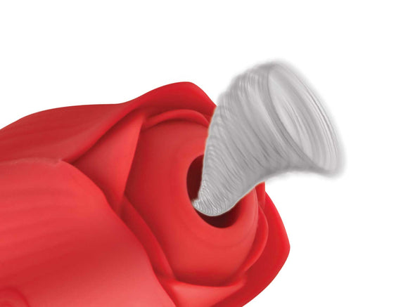 Bloomgasm Romping Rose Suction and Thrusting Vibrator - Red-Vibrators-XR Brands inmi-Andy's Adult World