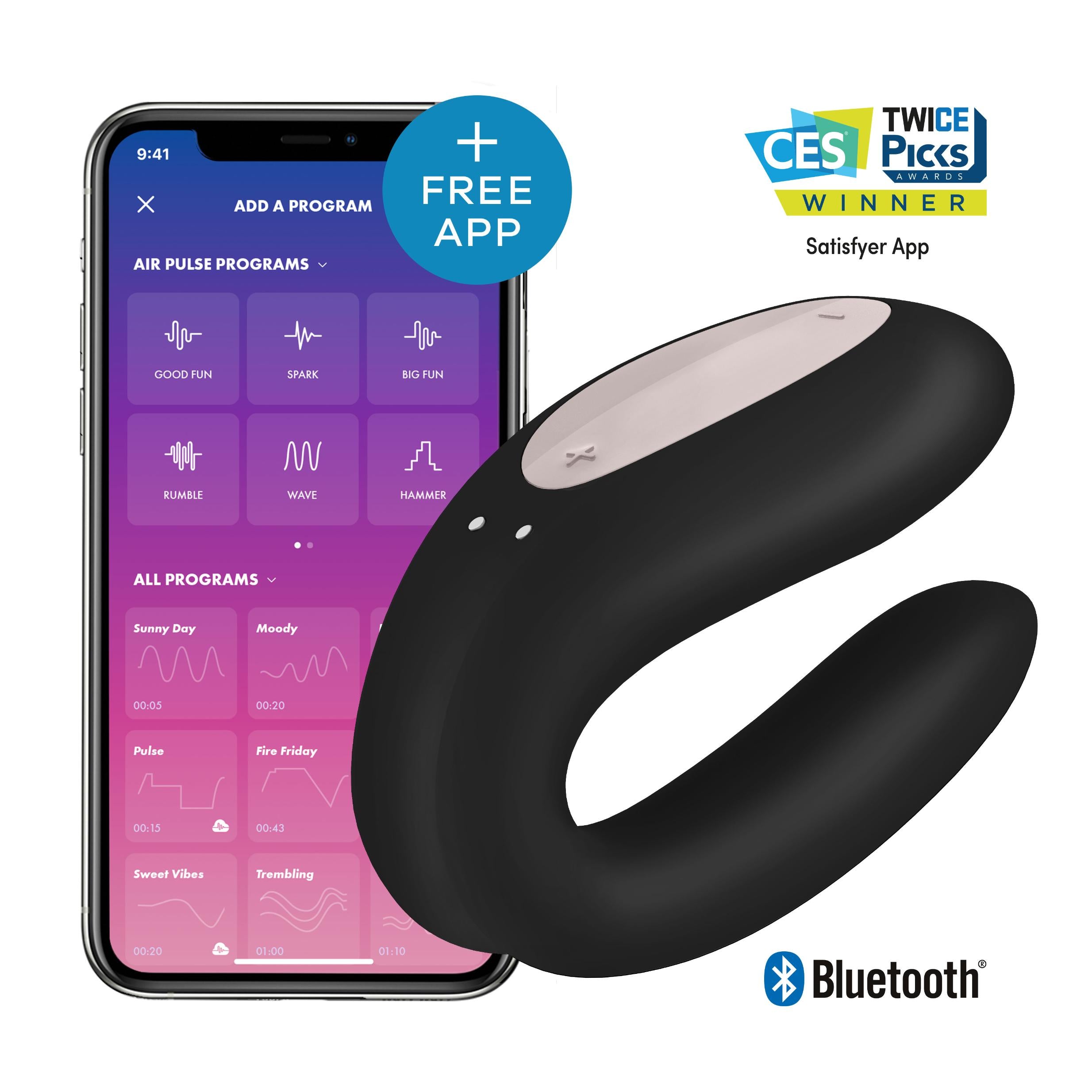 Double Joy - Black-Couples Toys-Satisfyer-Andy's Adult World