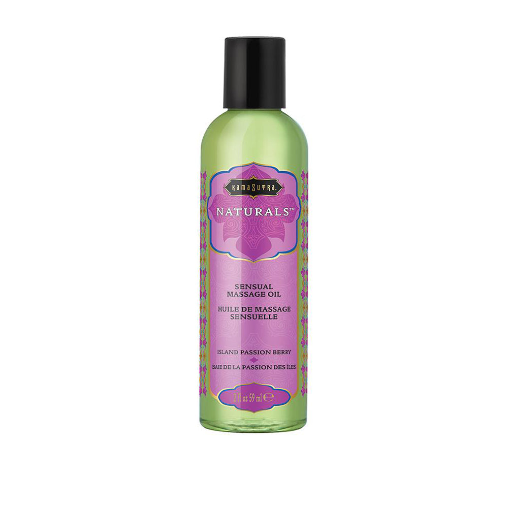 Naturals Massage Oil - Island Passion Berry - 2 Fl Oz (59 ml)-Lubricants Creams & Glides-Kama Sutra-Andy's Adult World