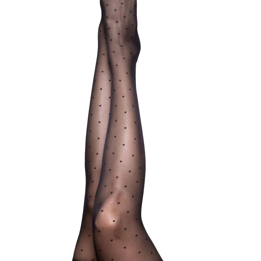 Ally - Polka Dot Thigh High - Size a - Black-Lingerie & Sexy Apparel-Kix'ies-Andy's Adult World