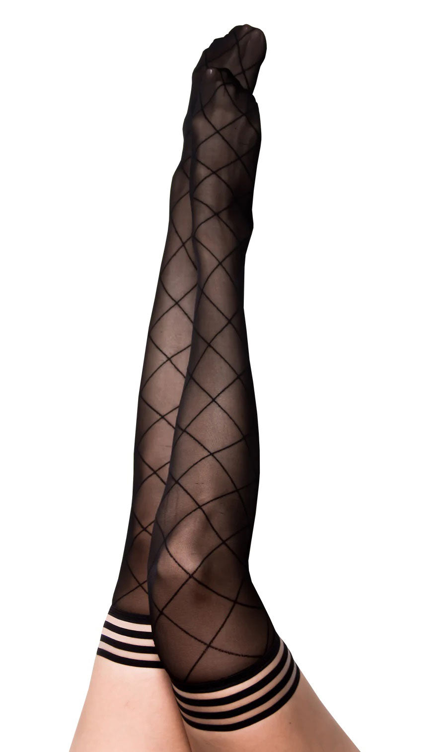 Anna - Diamond Thigh High - Size B - Black-Lingerie & Sexy Apparel-Kix'ies-Andy's Adult World