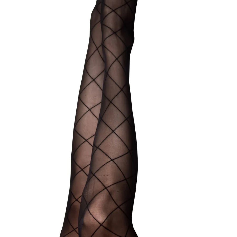 Anna - Diamond Thigh High - Size C - Black-Lingerie & Sexy Apparel-Kix'ies-Andy's Adult World