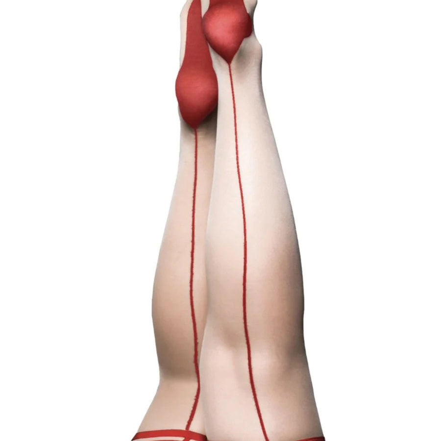 Whitney -Red Back Seam Thigh High - Size D - Nude-Lingerie & Sexy Apparel-Kix'ies-Andy's Adult World