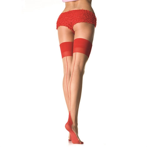 Sheer 2 Tone Stockings - One Size - Nude- Red