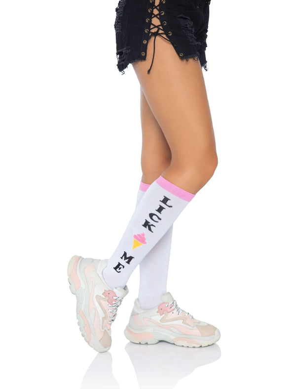 Lick Me Knee Socks-Lingerie & Sexy Apparel-Leg Avenue-Andy's Adult World
