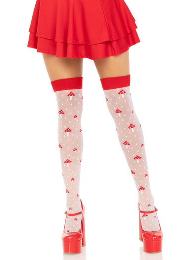 Polka Dot Mushroom Thigh High - One Size - White/red-Lingerie & Sexy Apparel-Leg Avenue-Andy's Adult World