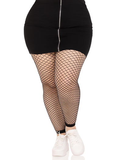 Industrial Net Footless Tights - 1x/2x - Black-Lingerie & Sexy Apparel-Leg Avenue-Andy's Adult World