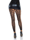 Footless Leopard Lace Crotchless Tights - Black-Lingerie & Sexy Apparel-Leg Avenue-Andy's Adult World