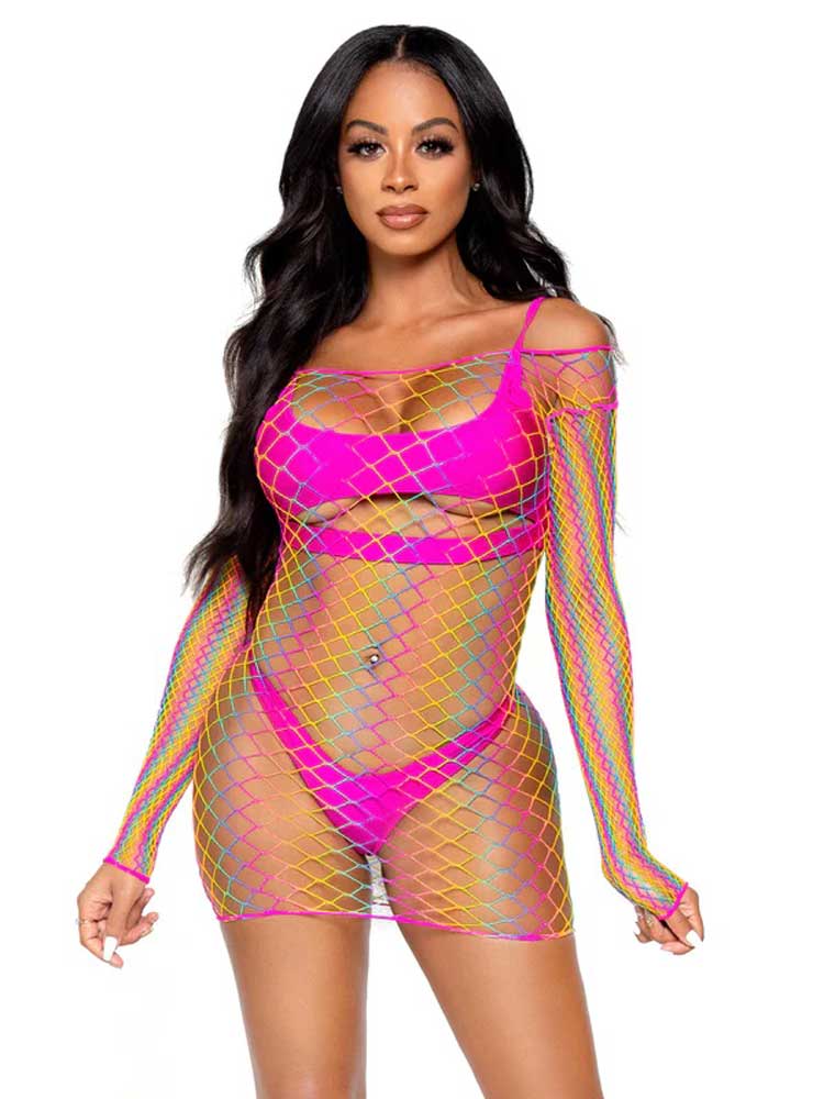 Pretty in Paradise Rainbow Mini Dress - One Size - Rainbow-Lingerie & Sexy Apparel-Leg Avenue-Andy's Adult World