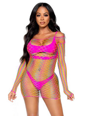 Pretty in Paradise Rainbow Mini Dress - One Size - Rainbow-Lingerie & Sexy Apparel-Leg Avenue-Andy's Adult World
