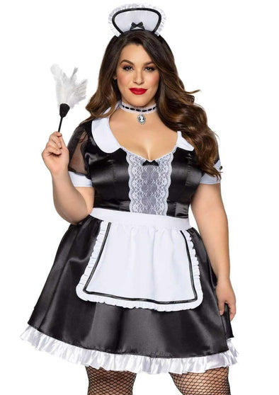 Plus Classic French Maid Costume - 1x/2x - Black / White-Lingerie & Sexy Apparel-Leg Avenue-Andy's Adult World