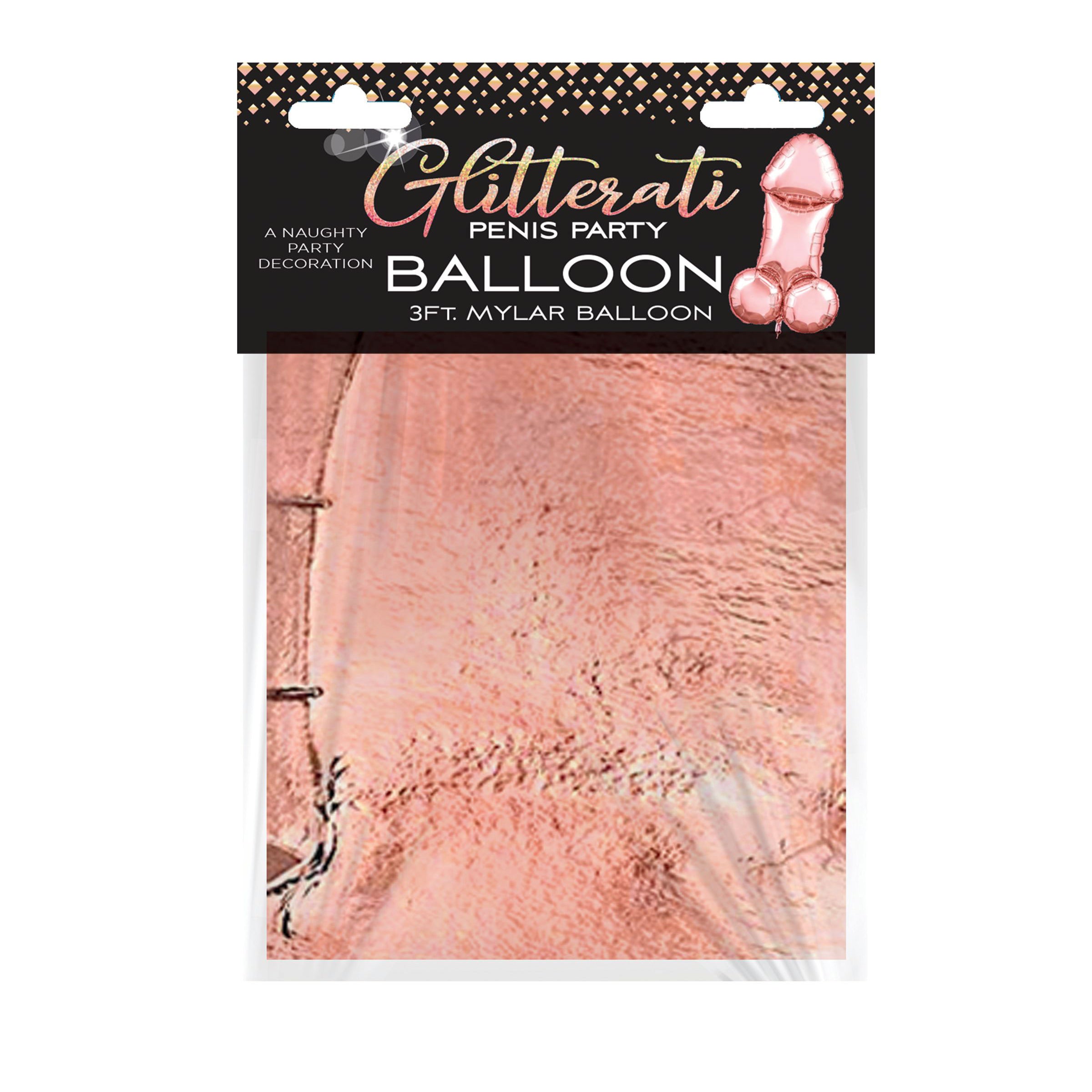 Glitterati Penis Party Balloon - Rose Gold-Bachelor & Bachelorette Items-Little Genie-Andy's Adult World