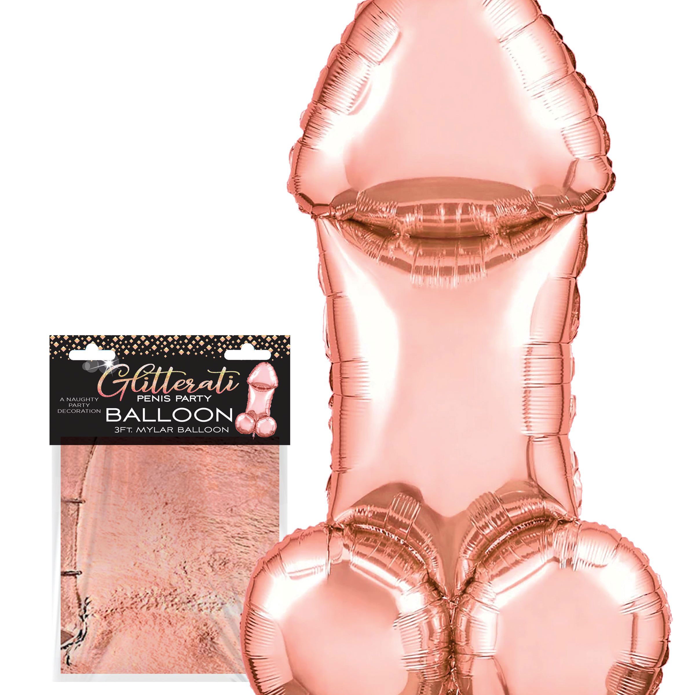 Glitterati Penis Party Balloon - Rose Gold-Bachelor & Bachelorette Items-Little Genie-Andy's Adult World