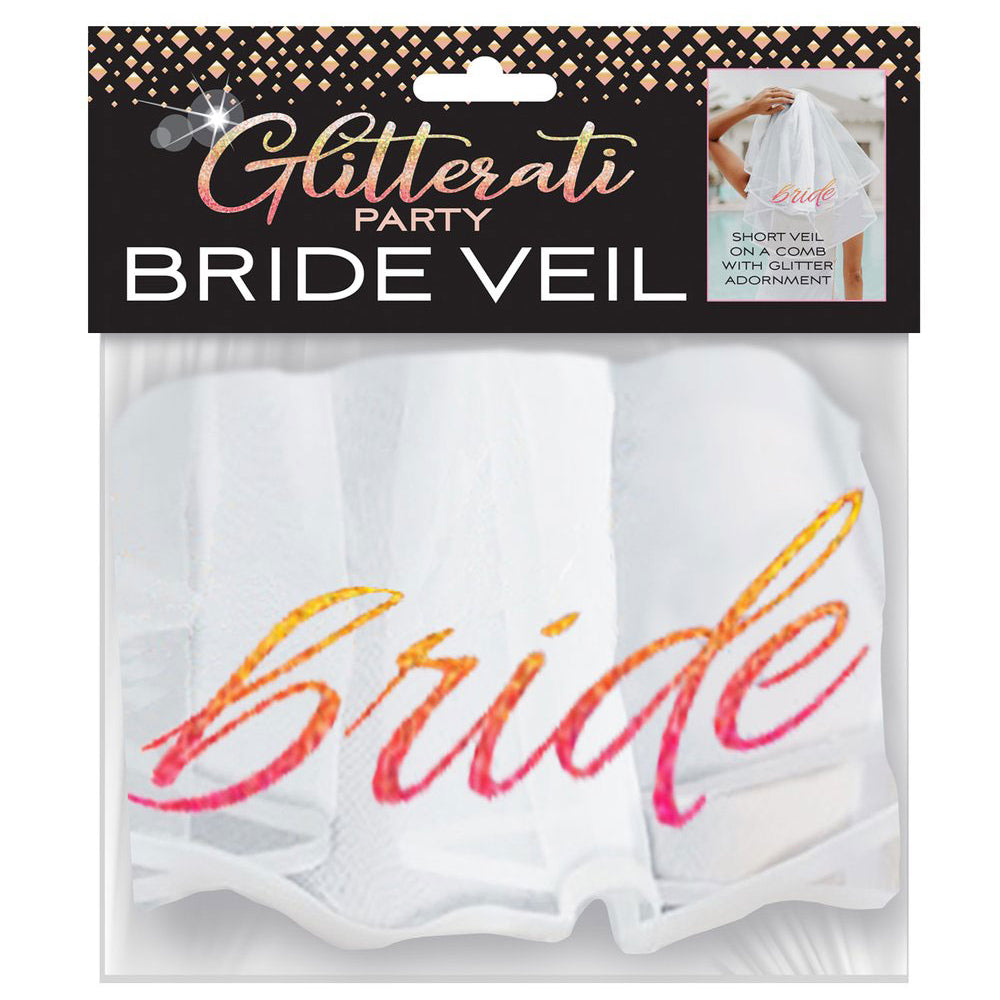 Glitterati Bride Veil - White-Bachelor & Bachelorette Items-Little Genie-Andy's Adult World