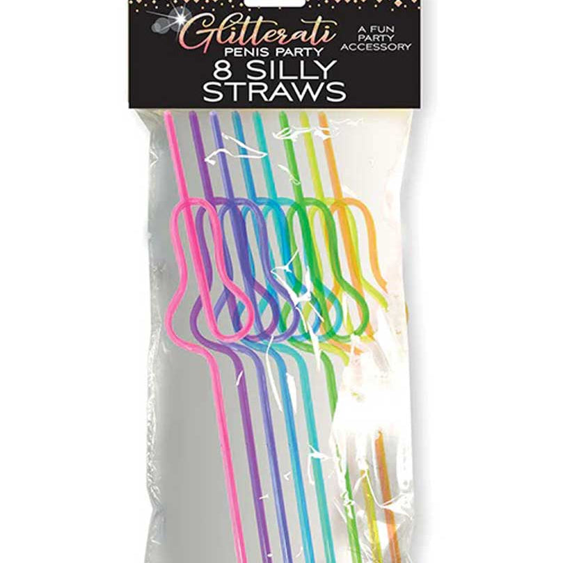 Glitterati Silly Penis Straws 8 Ct-Party Supplies-Little Genie-Andy's Adult World