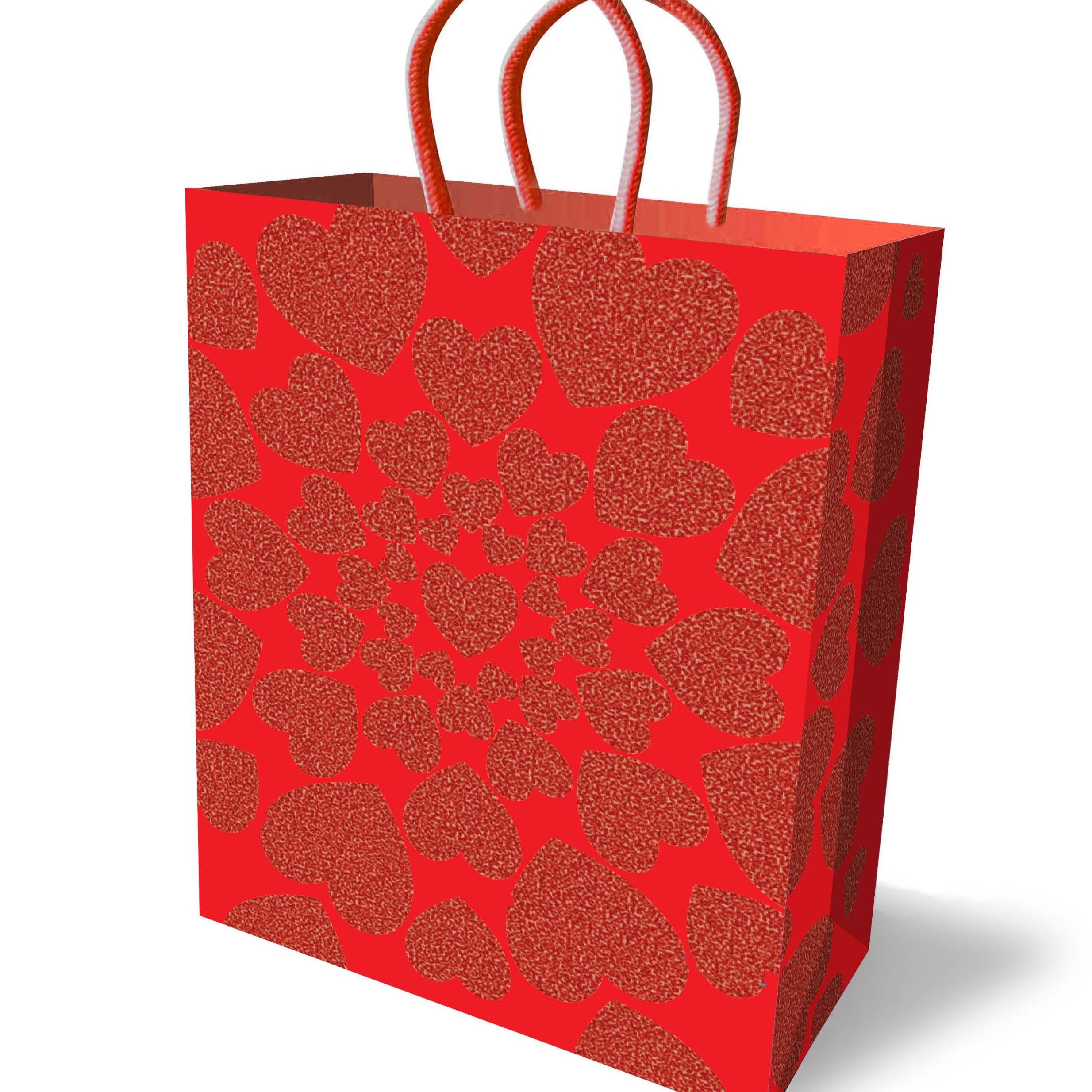 Glitter Heart Gift Bag - Red-Gag Gifts & Novelties-Little Genie-Andy's Adult World
