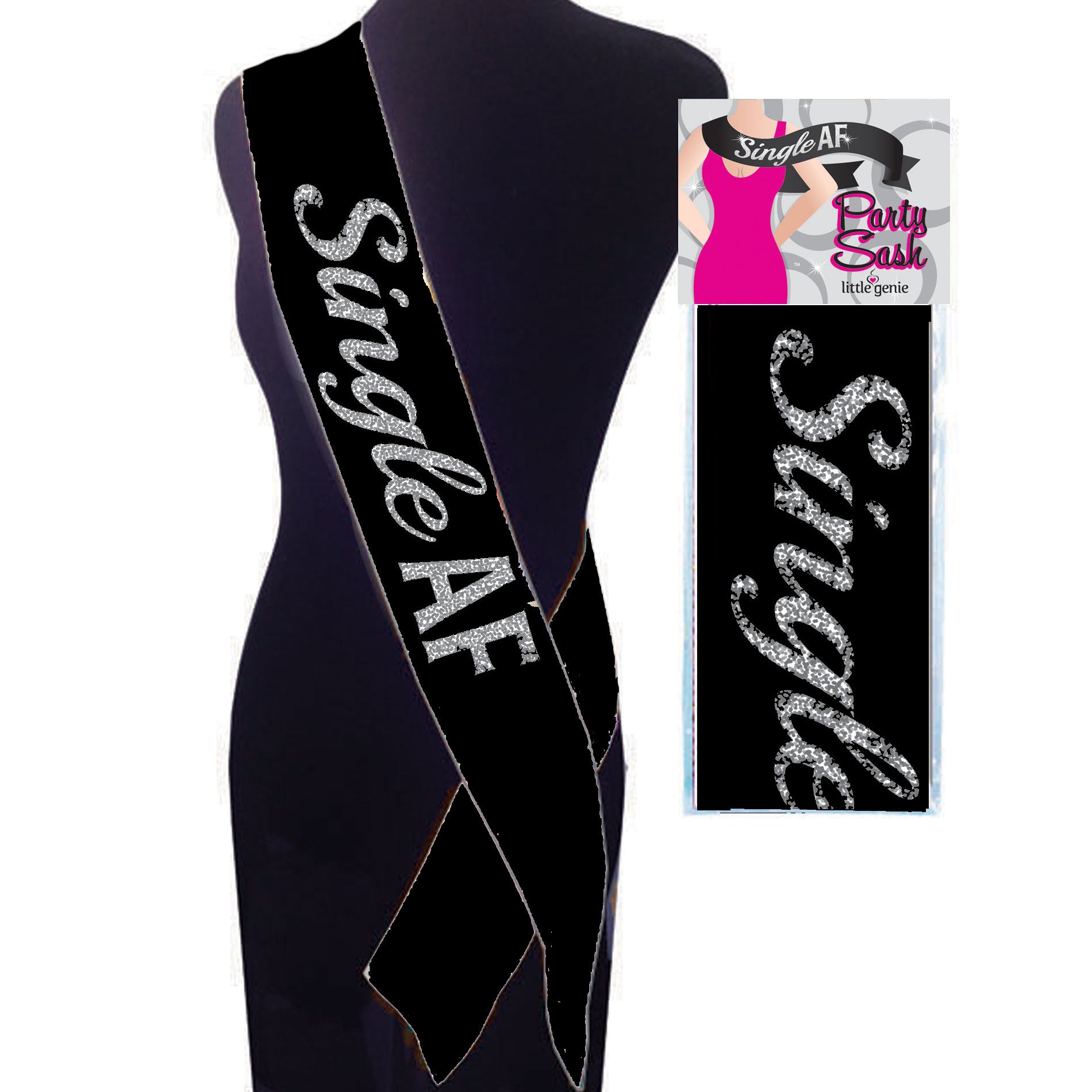 Single Af Sash - Black-Party Supplies-Little Genie-Andy's Adult World