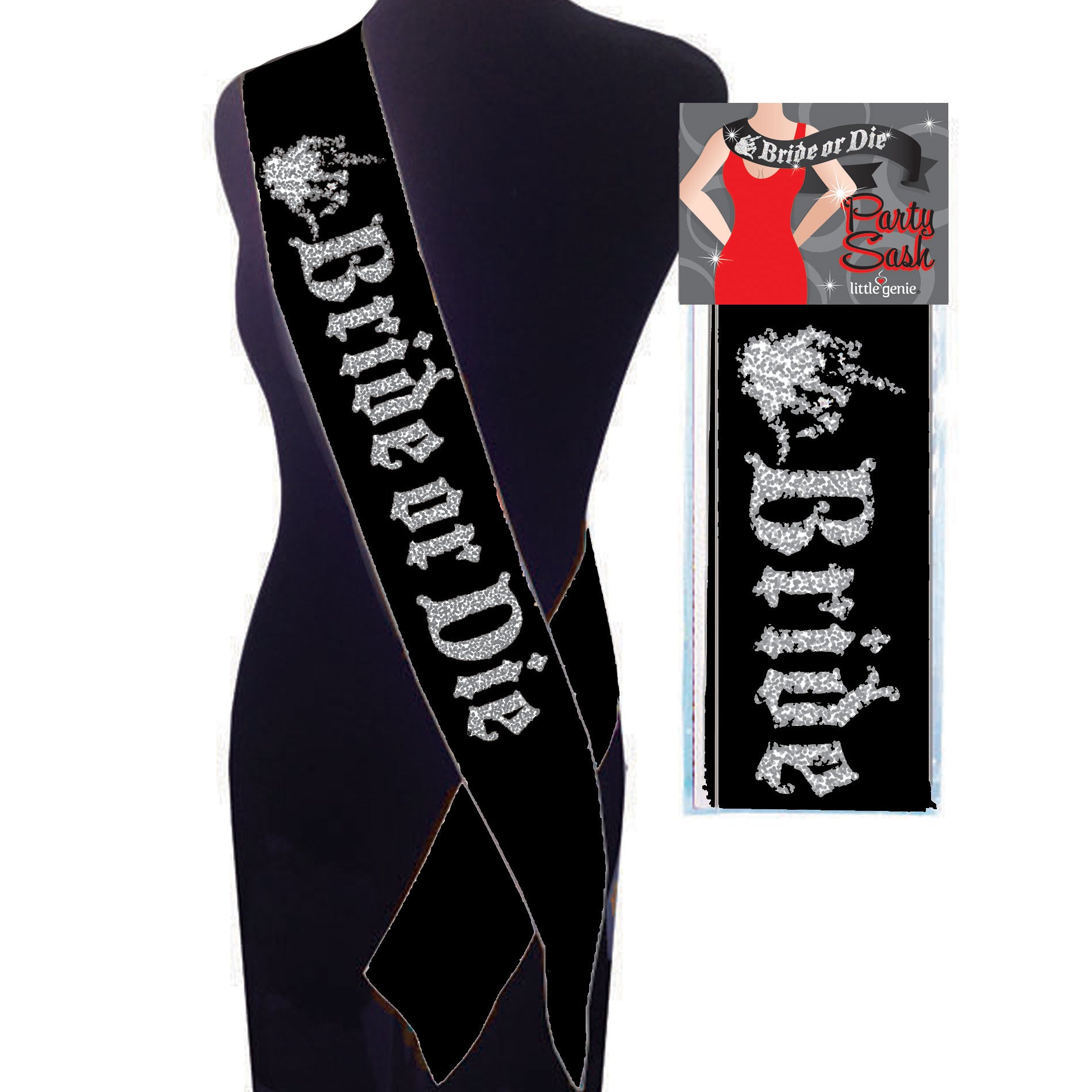 Bride or Die Sash - Black-Party Supplies-Little Genie-Andy's Adult World