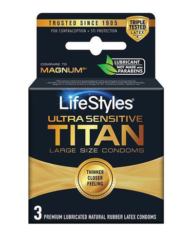 Lifestyles Ultra Sensitive Titan Large 3 Pack-Condoms-Lifestyle Condoms-Andy's Adult World