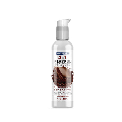 Swiss Navy 4-in-1 Playful Flavors - Chocolate Sensation - 4 Fl. Oz.-Lubricants Creams & Glides-M.D. Science Lab-Andy's Adult World