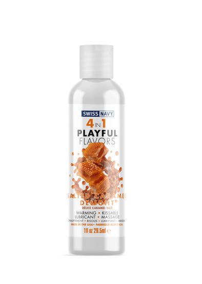 Swiss Navy 4-in-1 Playful Flavors - Salted Caramel Delight - 1 Fl. Oz.-Lubricants Creams & Glides-M.D. Science Lab-Andy's Adult World