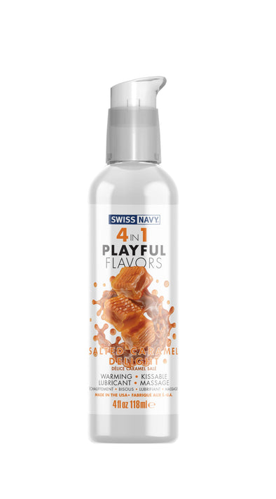 Swiss Navy 4-in-1 Playful Flavors - Salted Caramel Delight - 4 Fl. Oz.-Lubricants Creams & Glides-M.D. Science Lab-Andy's Adult World