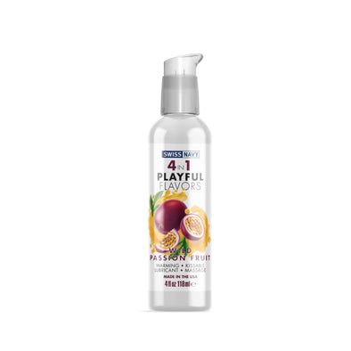Swiss Navy 4-in-1 Playful Flavors - Wild Passion Fruit - 4 Fl. Oz.-Lubricants Creams & Glides-M.D. Science Lab-Andy's Adult World