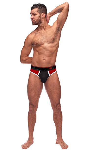 Retro Sport Panel Thong - L- XL - Red- Black-Lingerie & Sexy Apparel-Male Power-Andy's Adult World