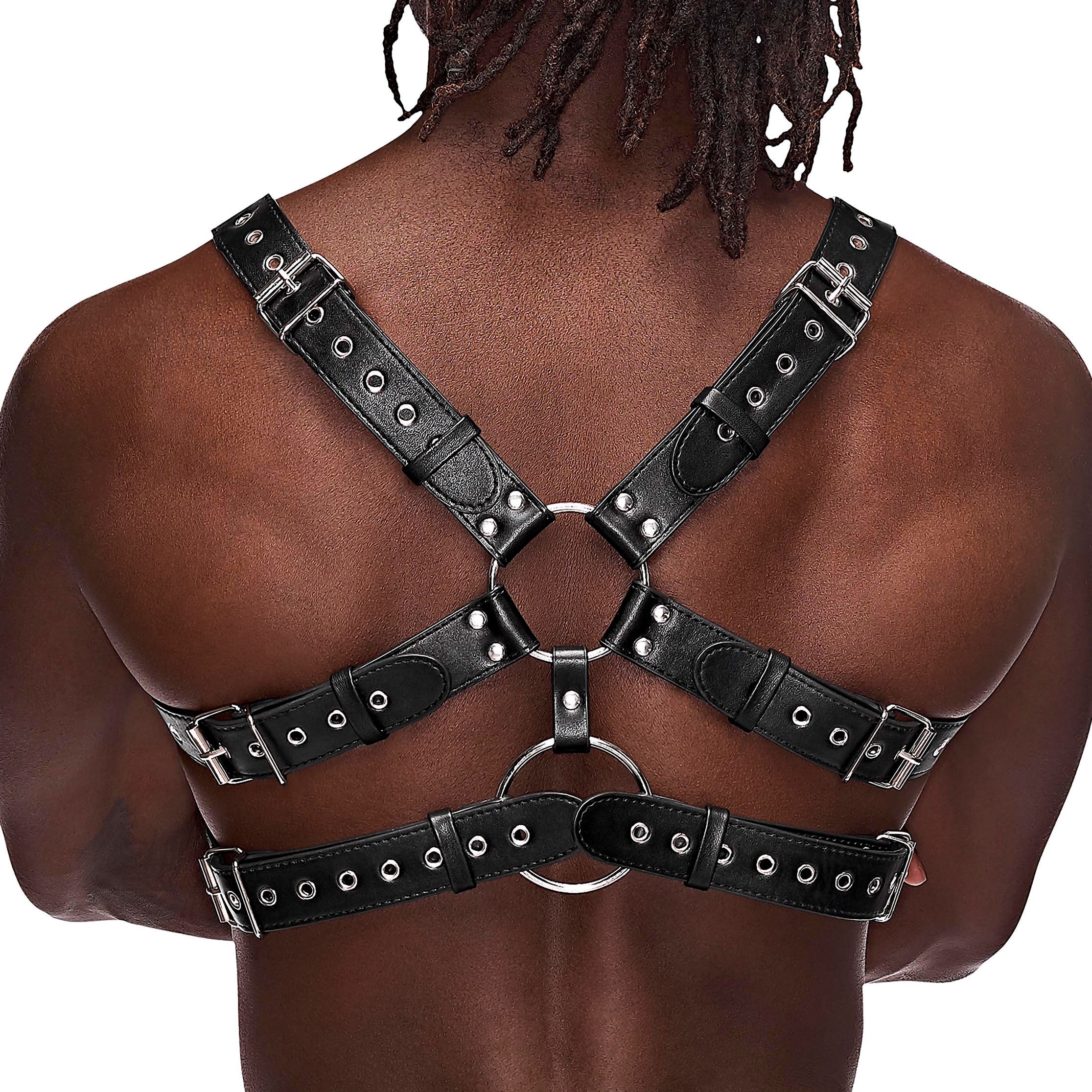 Gemini Leather Harness - One Size - Black-Bondage & Fetish Toys-Male Power-Andy's Adult World