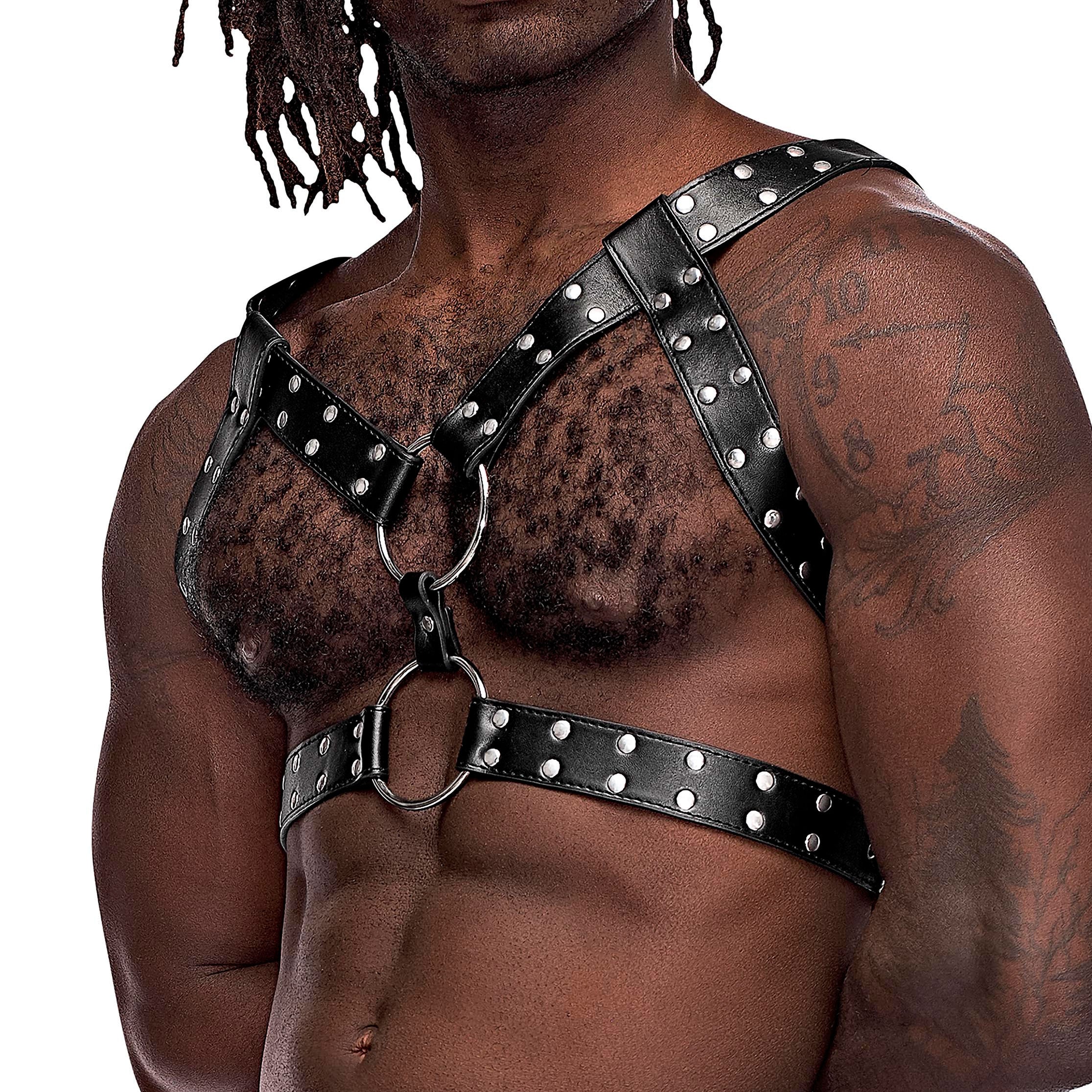 Gemini Leather Harness - One Size - Black-Bondage & Fetish Toys-Male Power-Andy's Adult World