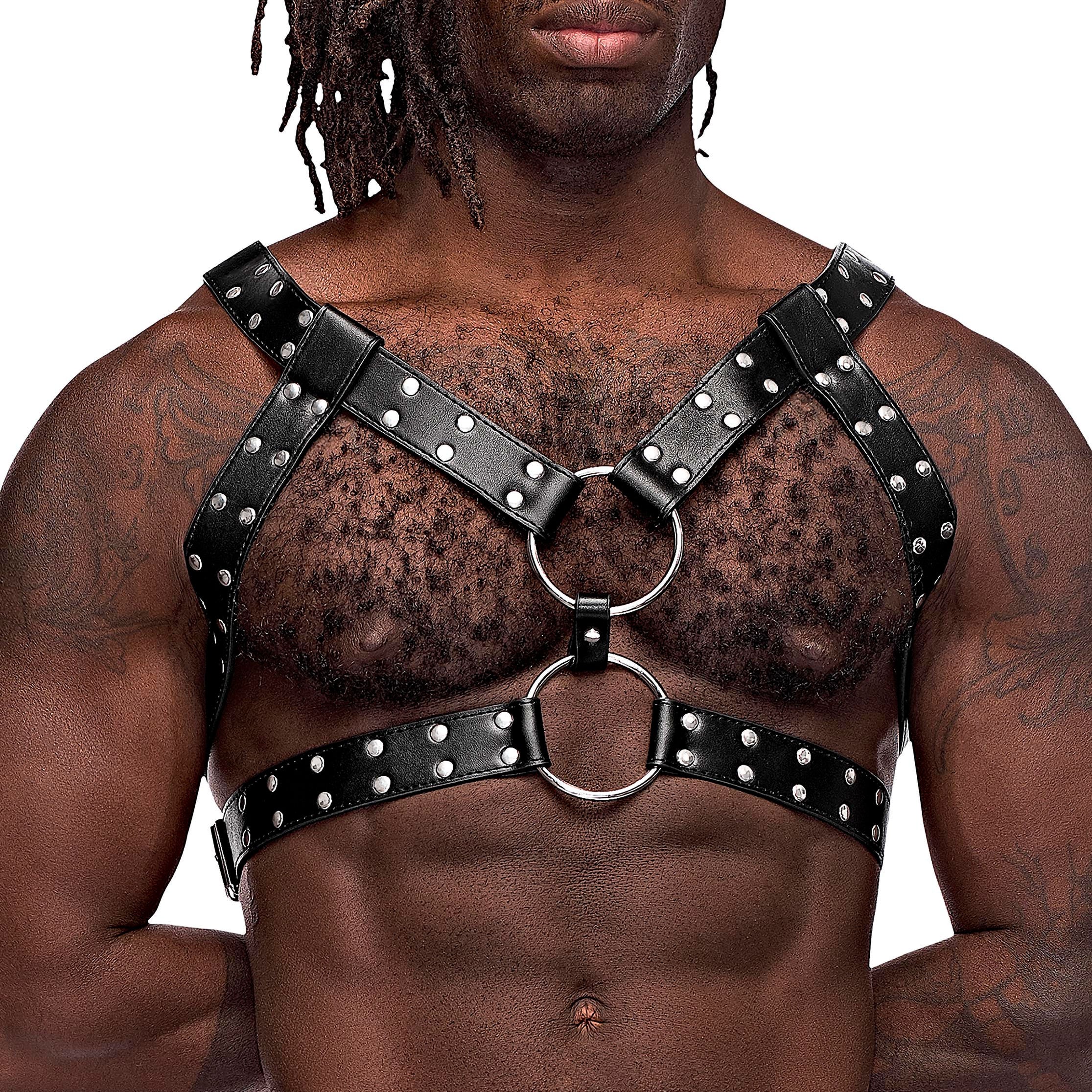 Gemini Leather Harness - One Size - Black-Bondage & Fetish Toys-Male Power-Andy's Adult World