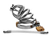 Stainless Steel Chastity Cage With Silicone Urethral Plug-Bondage & Fetish Toys-XR Brands Master Series-Andy's Adult World