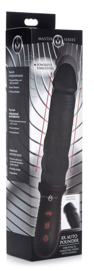 8x Auto Pounder Vibrating and Thrusting Dildo With Handle - Black-Dildos & Dongs-XR Brands Master Series-Andy's Adult World