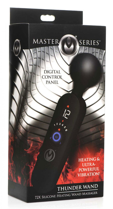 Thunder Wand 72x Silicone Heating Wand Massager - Black-Vibrators-XR Brands Master Series-Andy's Adult World