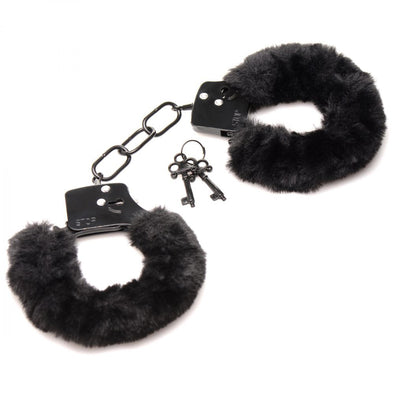 Cuffed in Fur Furry Handcuffs - Black-Bondage & Fetish Toys-XR Brands Master Series-Andy's Adult World