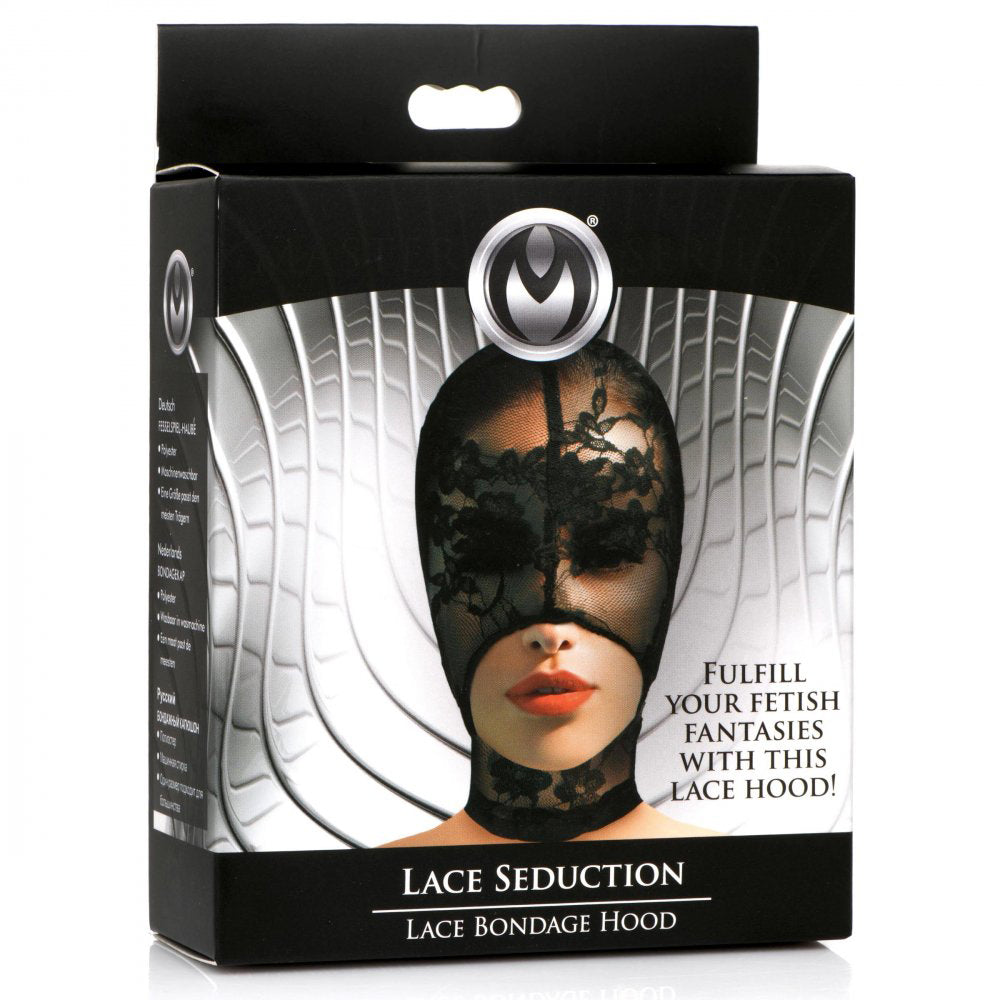 Lace Seduction Lace Bondage Hood - Black-Bondage & Fetish Toys-XR Brands Master Series-Andy's Adult World