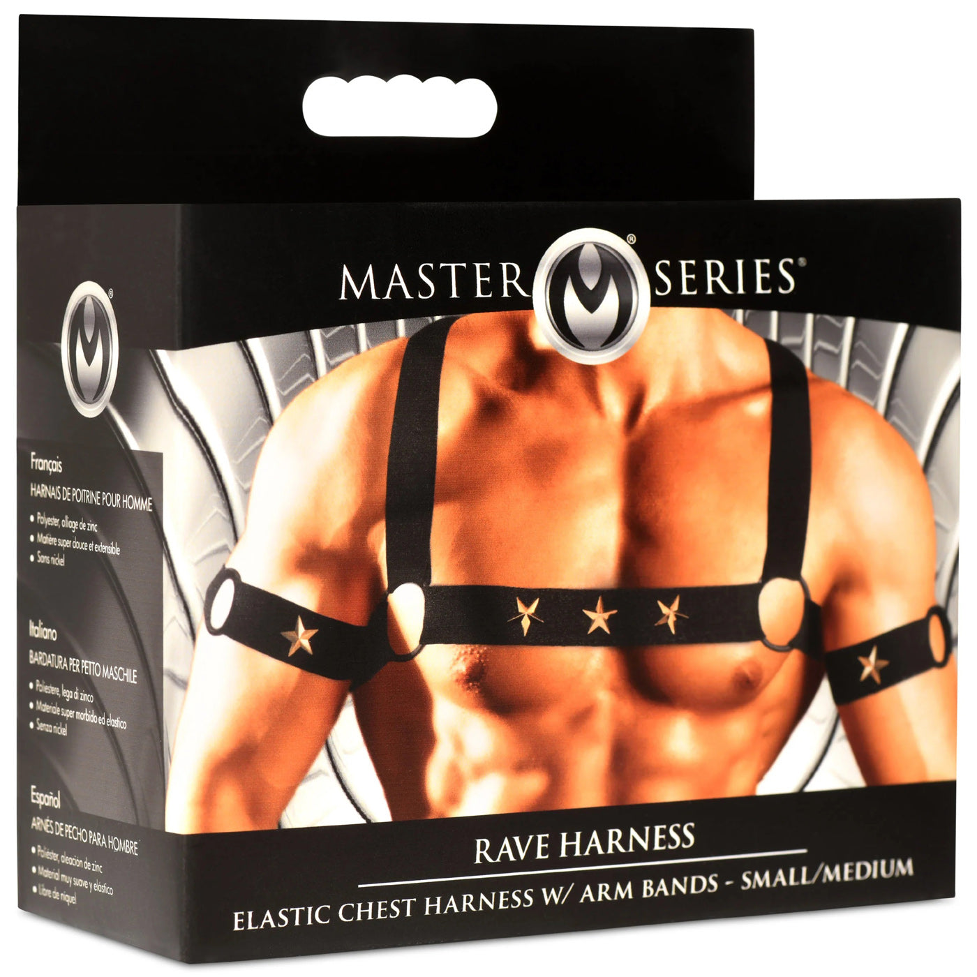 Star Boy Male Chest Harness With Arm Bands - Small/medium - Black-Harnesses & Strap-Ons-XR Brands Master Series-Andy's Adult World