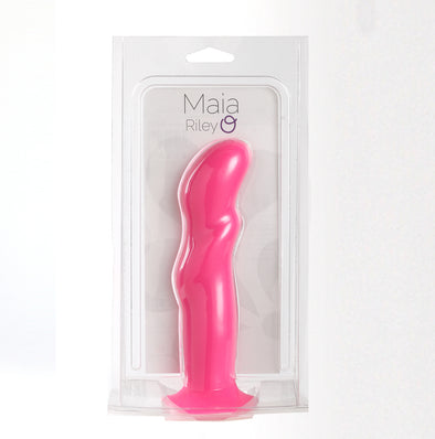 Riley Silicone Swirled Dong - Neon Pink-Dildos & Dongs-Maia Toys-Andy's Adult World