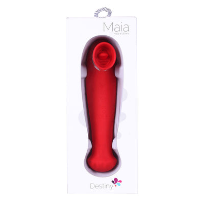 Destiny 15-Function Rechargeable Vibrating - Suction Wand - Cherry Red-Vibrators-Maia Toys-Andy's Adult World