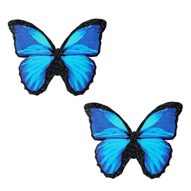 Beautiful Blue Black Glitter Butterfly Nipple Cover Pasties-Nipple Stimulators-Neva Nude-Andy's Adult World