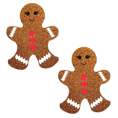 Glitter Gingerbread Man Nipple Cover Pasties-Nipple Stimulators-Neva Nude-Andy's Adult World