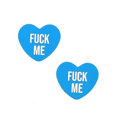 Fuck Me Blue Candy Heart Pasties-Nipple Stimulators-Neva Nude-Andy's Adult World