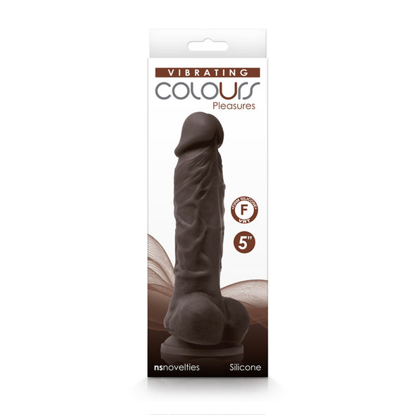 Colours - Pleasures - Vibrating - 5 Inch Dildo - Dark Brown-Dildos & Dongs-nsnovelties-Andy's Adult World