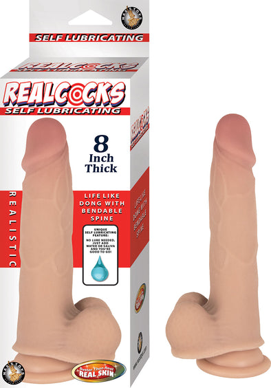 Realcocks Self Lubricating 8 Inch Thick - White-Dildos & Dongs-Nasstoys-Andy's Adult World