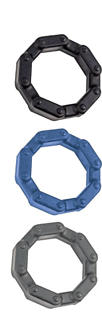 Anal-Ese Chainlink Cockrings - Black/blue/grey-Cockrings-Nasstoys-Andy's Adult World